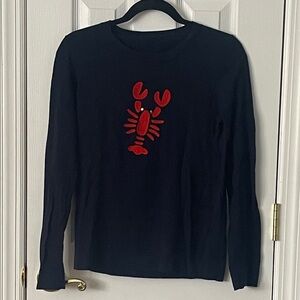 J. Crew Navy Sweater with Red Lobster Design